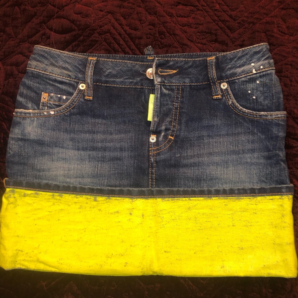 DSquared mini skirt with neon yellow detail